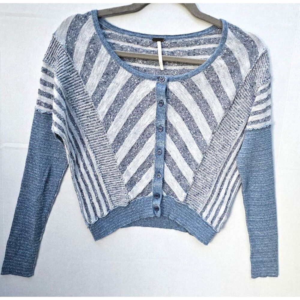 Free People Cropped Cardigan | Boho Patchwork Cottagecore | Women's Medium